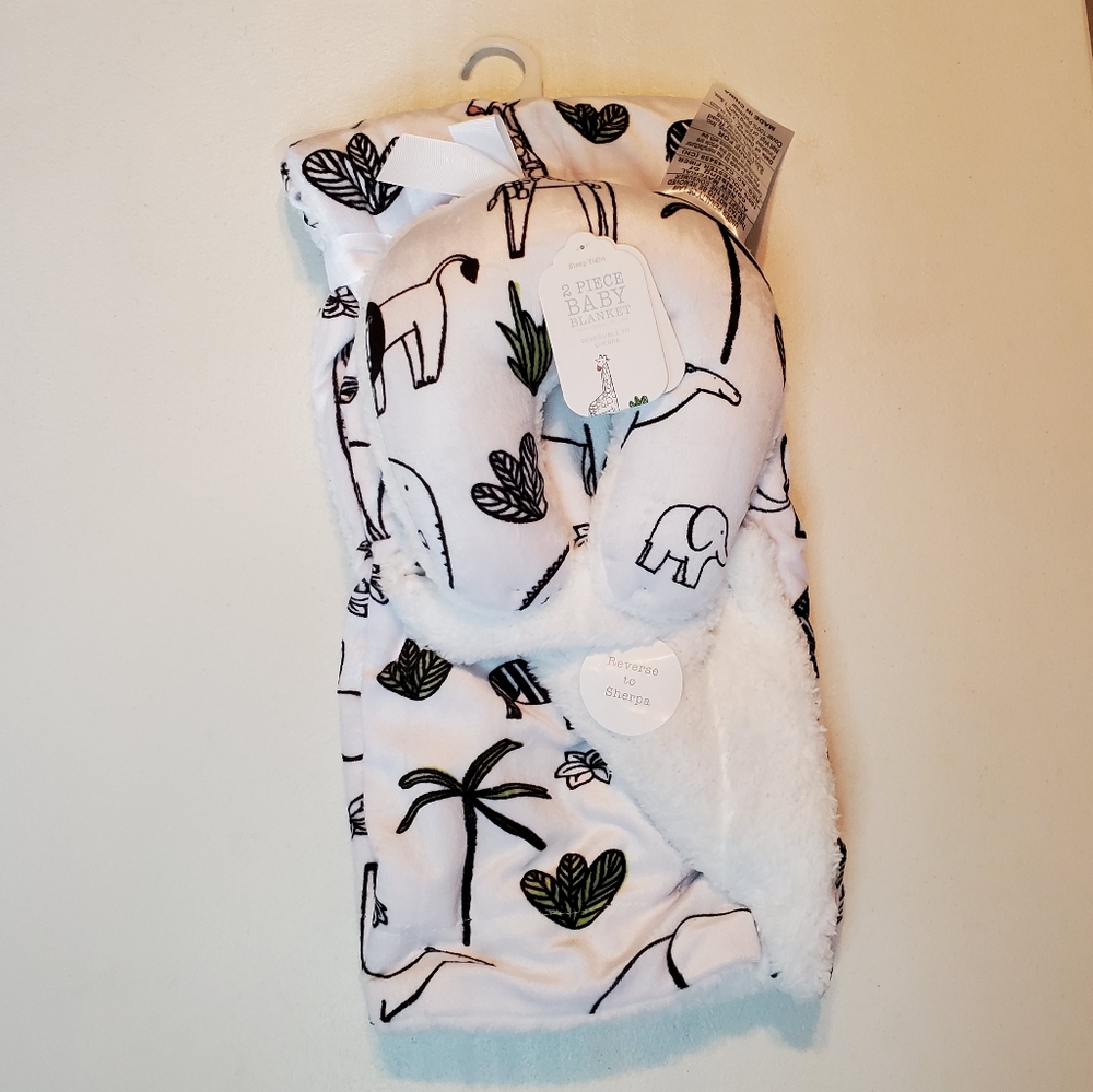 2 piece baby blanket with travel pillow